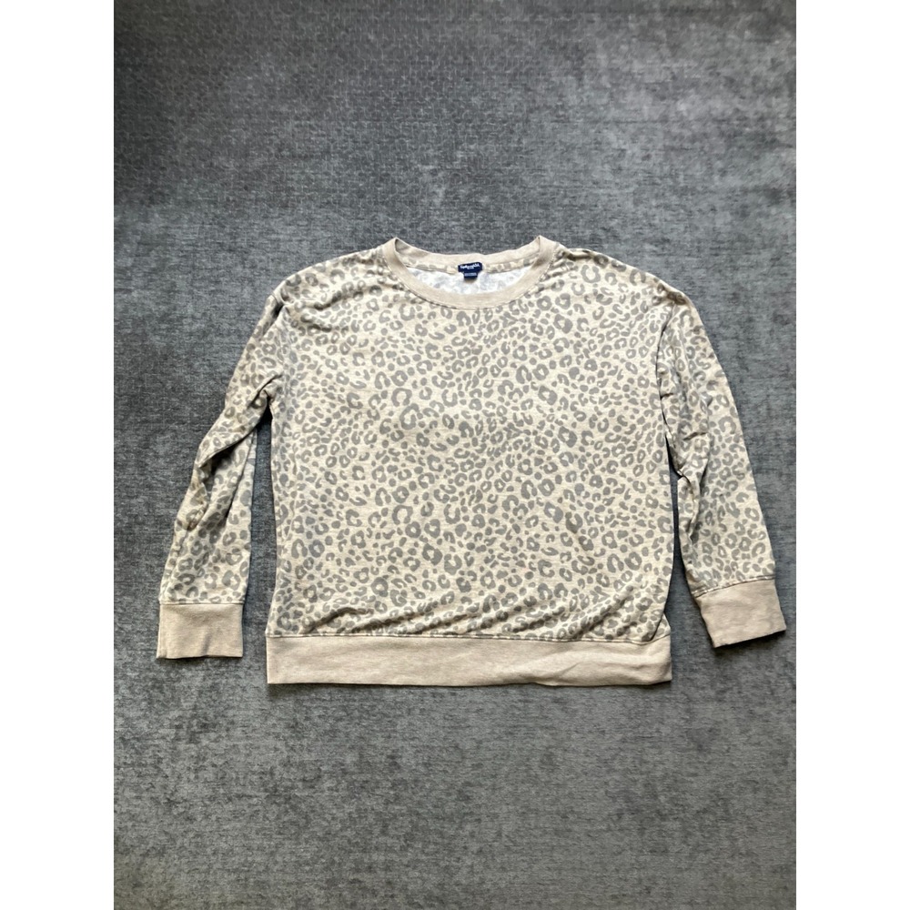 Splendid Sweatshirt & Sweatpants Set Womens XL Beige Leopard Print Fleece Lined